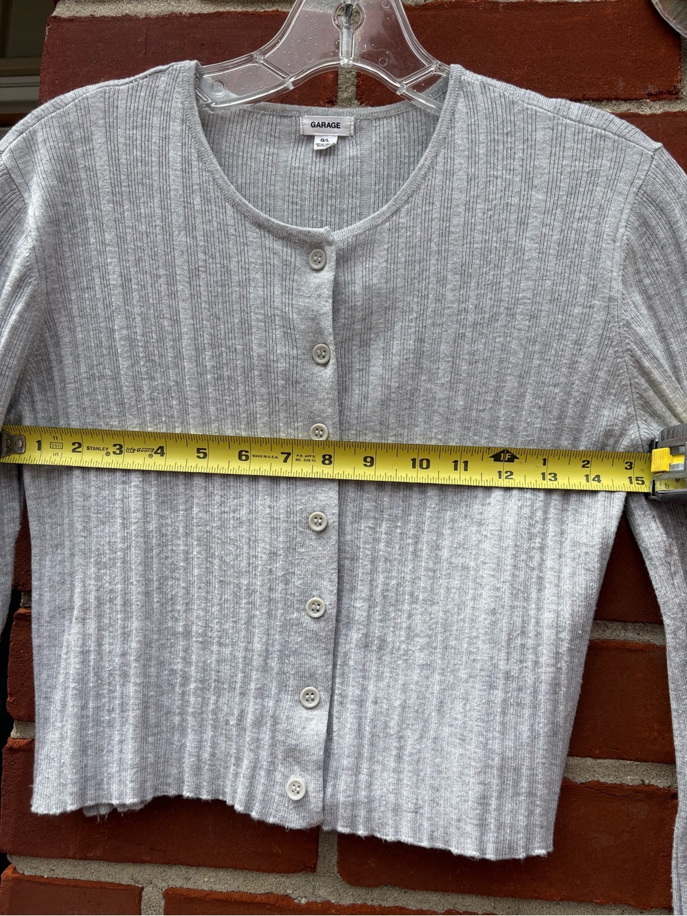 Garage Light Gray Ribbed Button-Up Cropped Cardigan - Picture 5 of 5